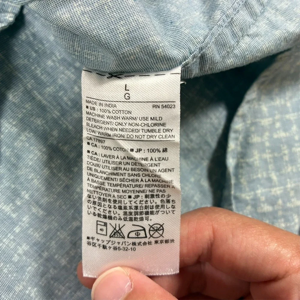 Banana Republic Soft Wash Slim Fit Short Sleeve Button Shirt Mens Large Blue
